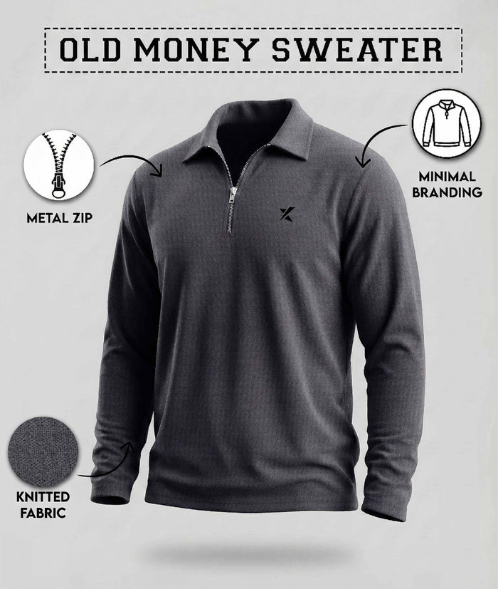 Old Money Oversized Knitted Sweater: Grey - Final Sale