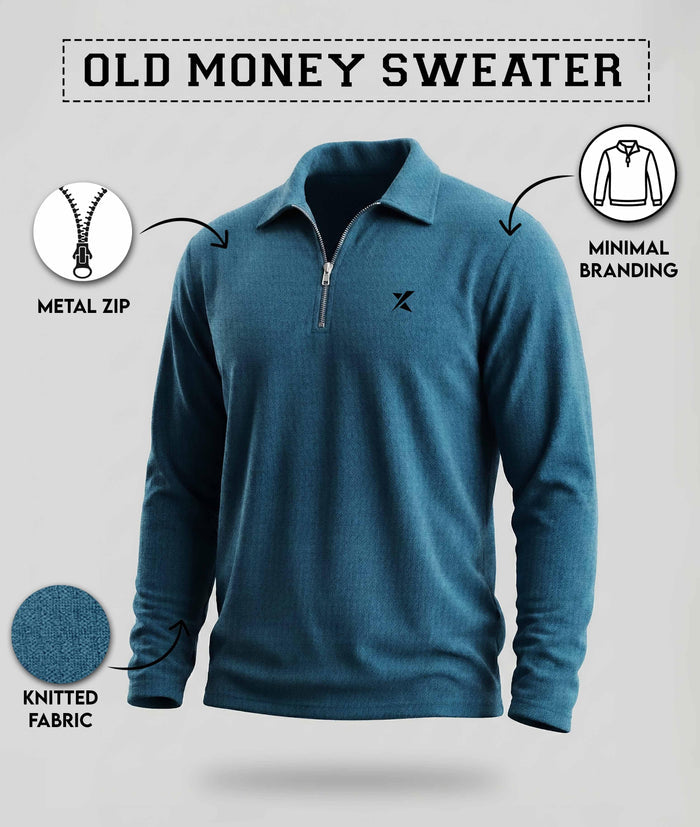 Old Money Oversized Knitted Sweater: Italy Blue - Final Sale