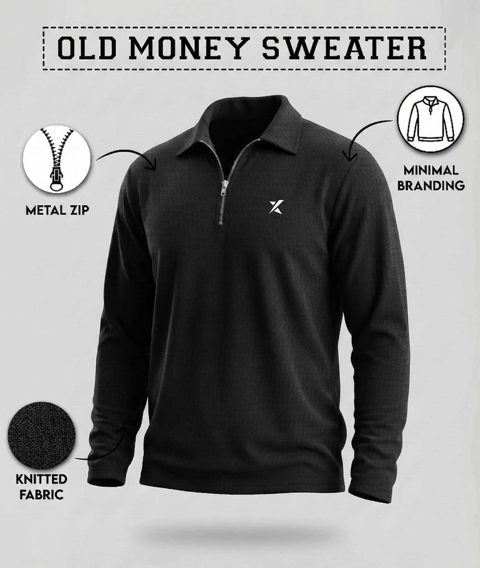 Old Money Oversized Knitted Sweater: Knight Black- Final Sale
