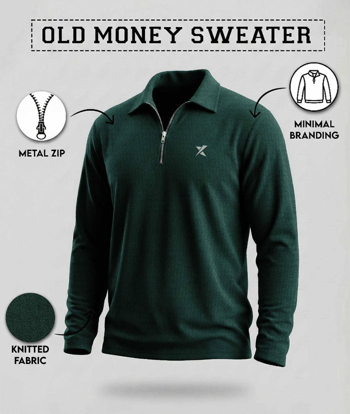 Old Money Oversized Knitted Sweater: Luxury Green - Final Sale