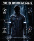 Phantom Monsoon Rain Jacket- Storm Blue(with rainproof phone pockets)- Final Sale