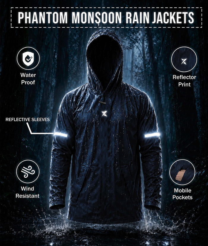 Phantom Monsoon Rain Jacket- Storm Blue(with rainproof phone pockets)- Final Sale