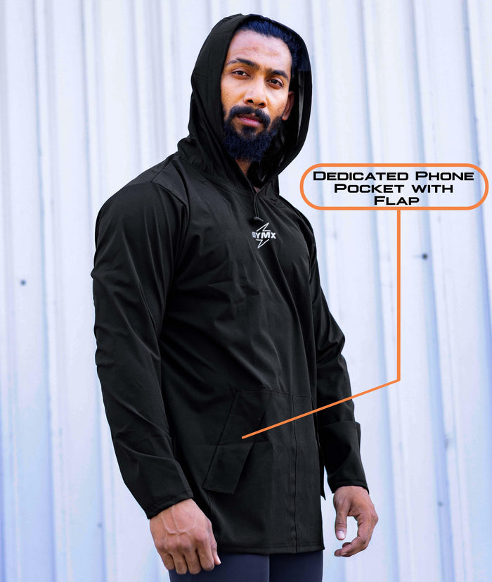 Storm Waterproof Jacket 2.0- Wicked Black (with rainproof phone pockets) - GymX