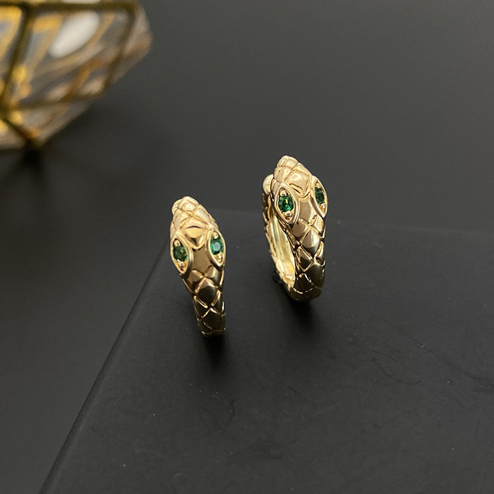 Stud Earrings Female Snake Earrings Copper Plated True Gold