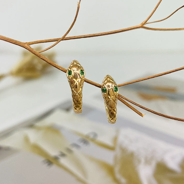 Stud Earrings Female Snake Earrings Copper Plated True Gold