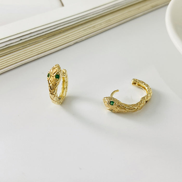 Stud Earrings Female Snake Earrings Copper Plated True Gold