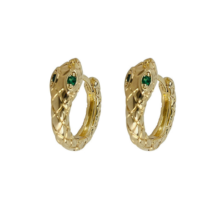 Stud Earrings Female Snake Earrings Copper Plated True Gold