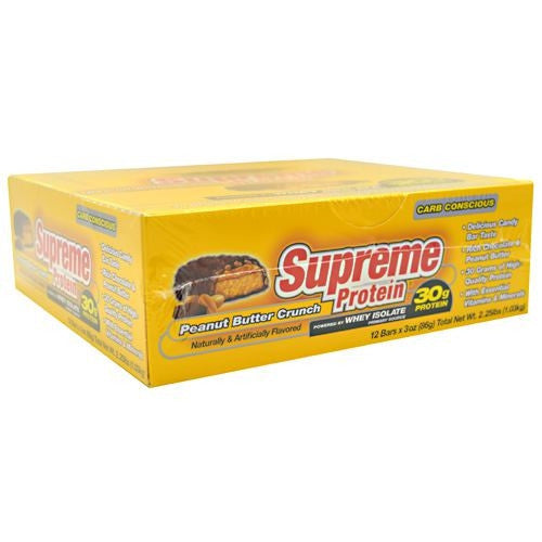 Supreme Protein Carb Conscious Quadruple Layer Protein Bar - Peanut Butter Crunch - 12 Bars - 639372021216
