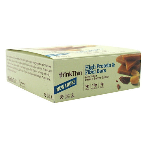 Think Products Think Thin Fiber - Chocolate Peanut Butter Toffee - 10 Bars - 753656710358