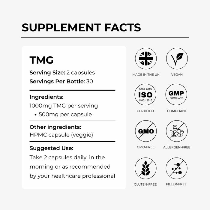 TMG 1000mg (Trimethylglycine) - Charava UK