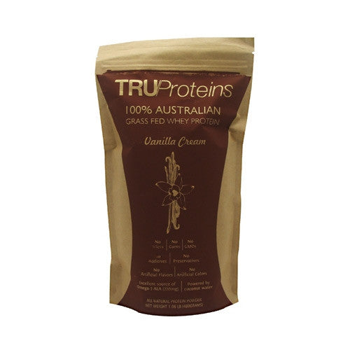 TruProteins 100% Australian Grass Fed Whey Protein - Vanilla Cream - 1.06 lb - 898635000812