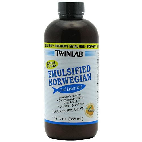 TwinLab Emulsified Norwegian Cod Liver Oil - Orange - 12 oz - 027434012119