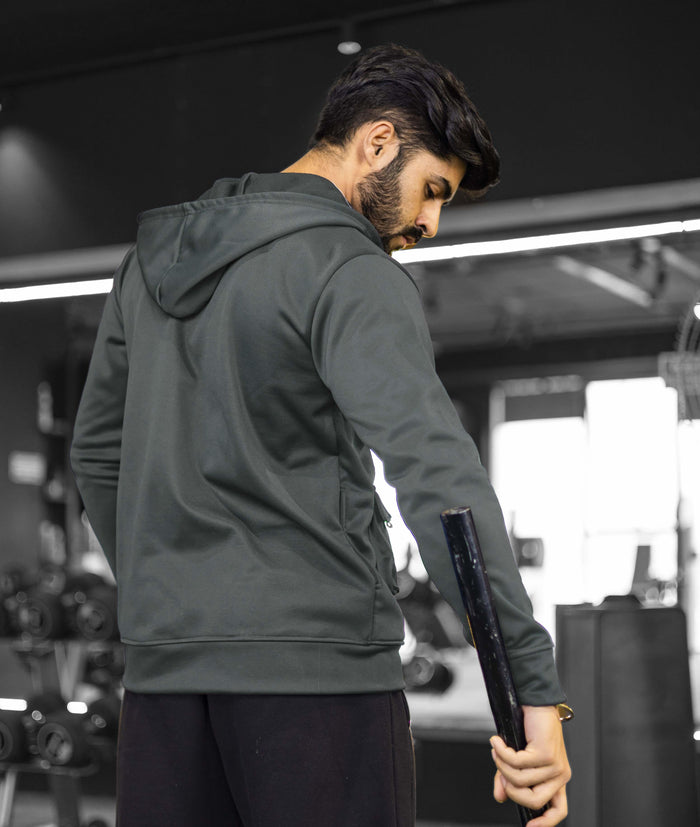 Ultimate Cargo Hoodie: Greenish Grey (4 Pockets) - GymX