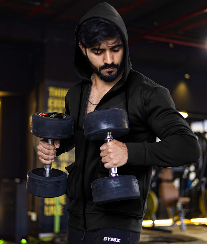 Ultimate Cargo Hoodie: Night Black (4 Pockets) - GymX