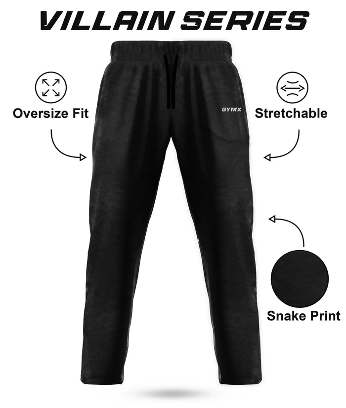 Villain GymX Oversized Bottoms: Slate Black- Final Sale