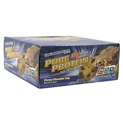 Worldwide Sport Nutritional Supplements Pure Protein High Protein Bar - Chewy Chocolate Chip - 12 Bars - 749826126067