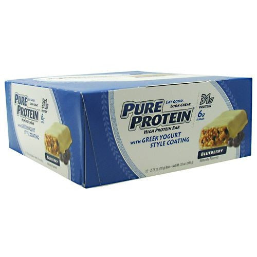Worldwide Sport Nutritional Supplements Pure Protein High Protein Greek Yogurt Bar - Blueberry - 12 Bars - 749826538716