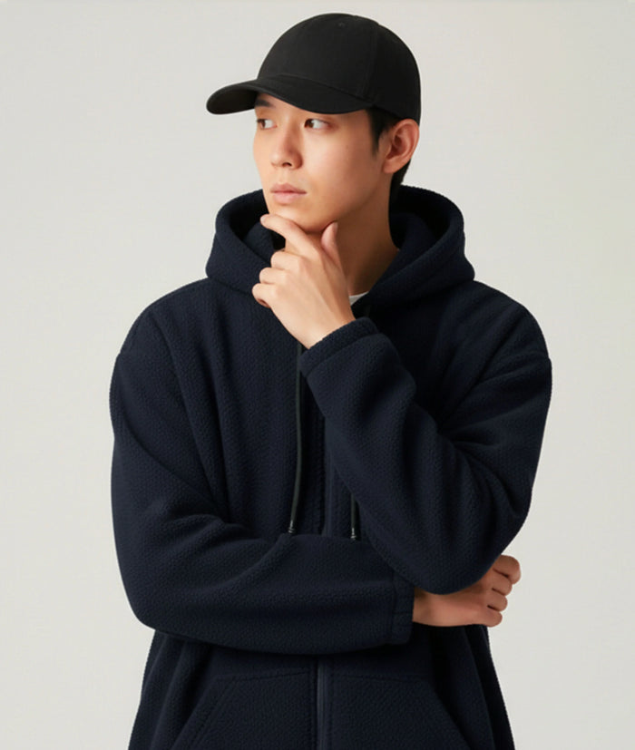 Zero Degree Oversized Hoodie: Dark Blue